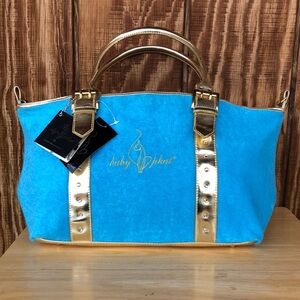 Y2k NOS Baby Phat Velour Turquoise & Gold Shoulder Bag Vintage